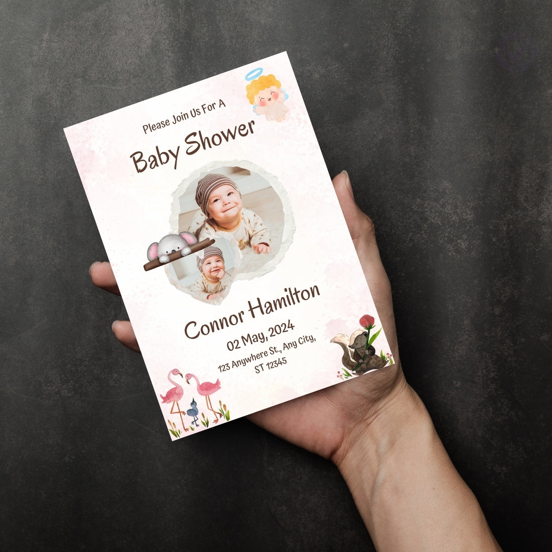 Baby Shower Invitation for Boy Editable Canva Template Baby Shower Invite Instant Digital Download
