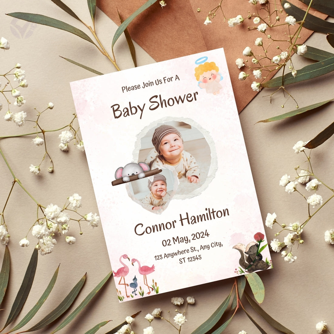 Baby Shower Invitation for Boy Editable Canva Template Baby Shower Invite Instant Digital Download