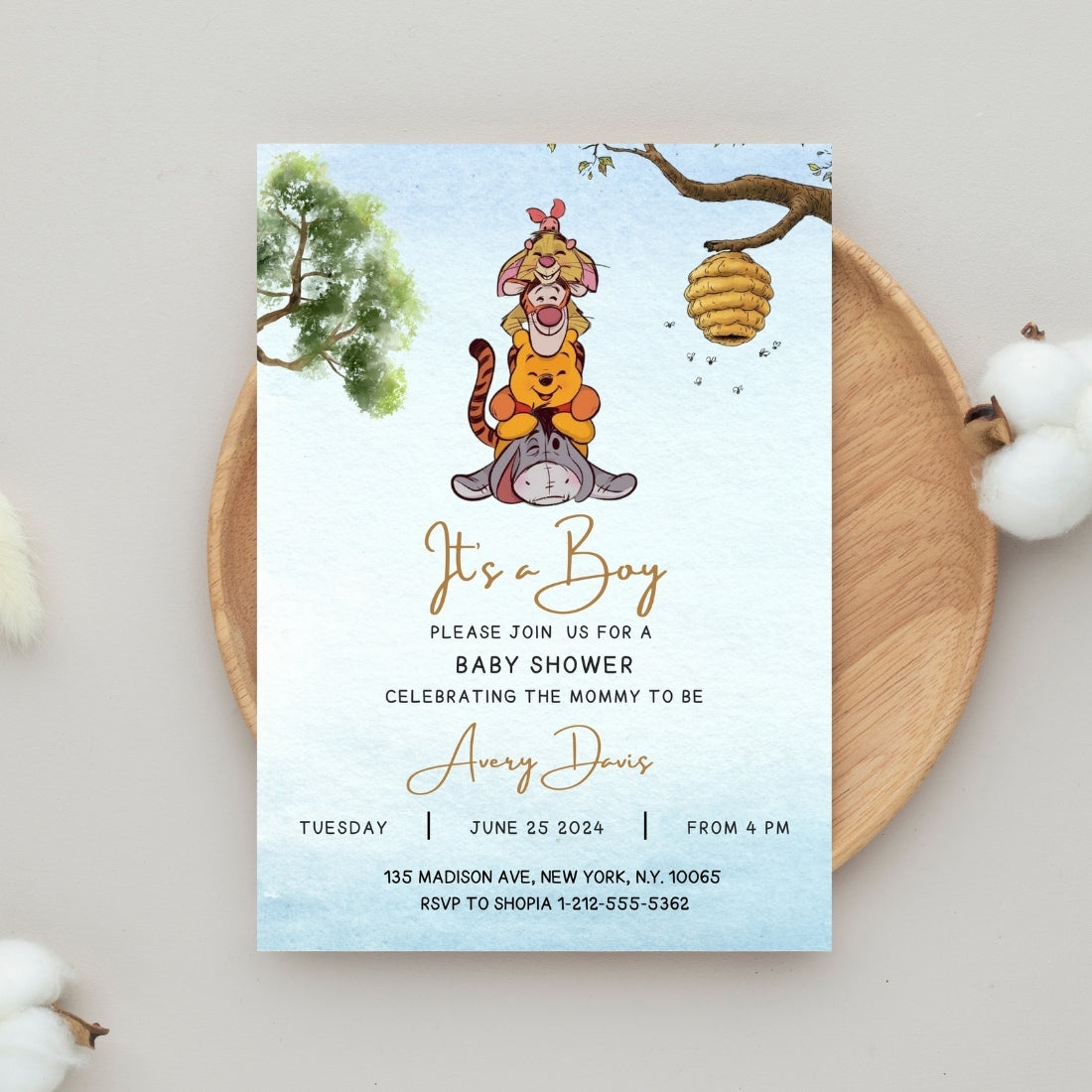 Classic Winnie the Pooh Baby Shower Invitation Editable Canva Template Storybook Baby Shower Invite Instant Digital Download