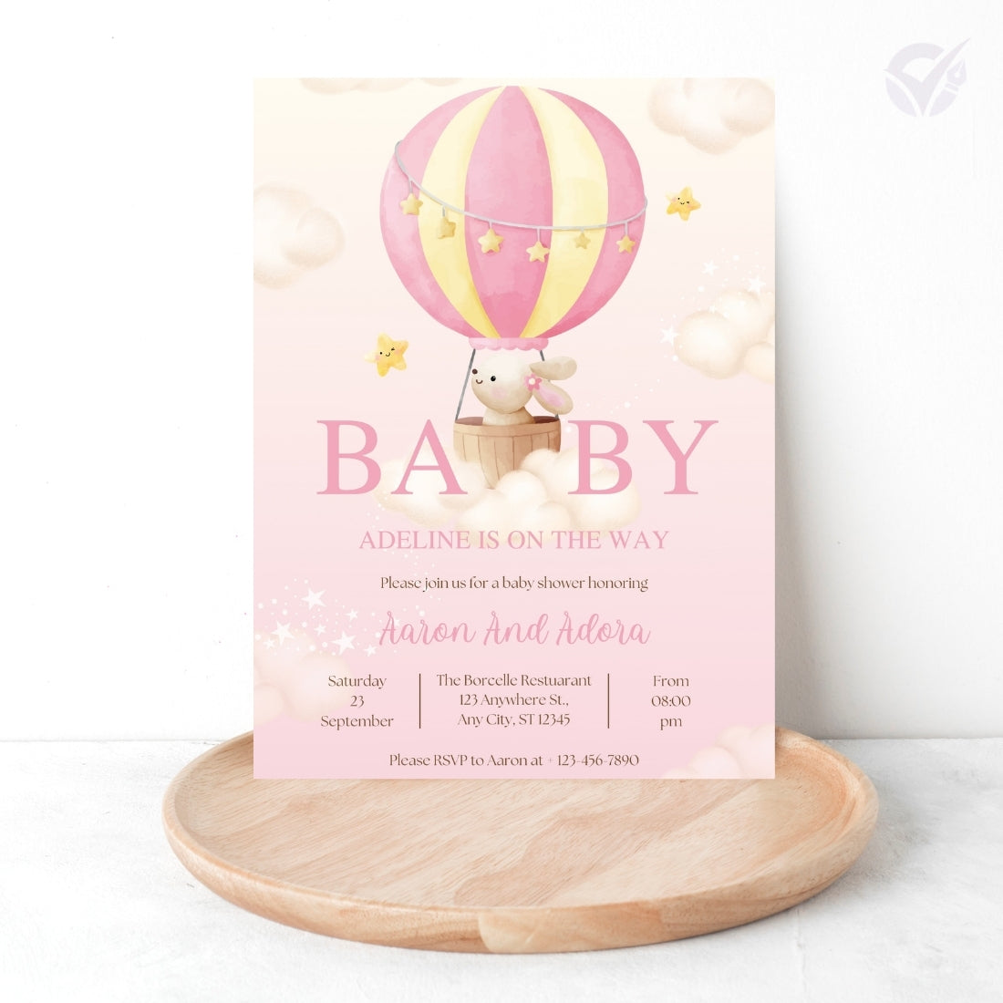 Baby Shower Invitation for Girl Editable Canva Template Pink Baby Shower Invite Instant Digital Download