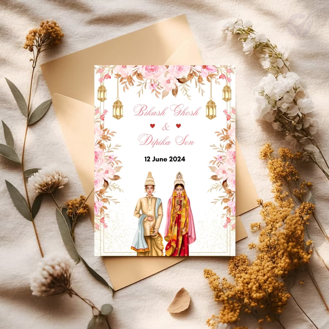 Bengali Wedding Invitation 2 Page Editable Canva Template Traditional Indian Wedding Card Instant Digital Download