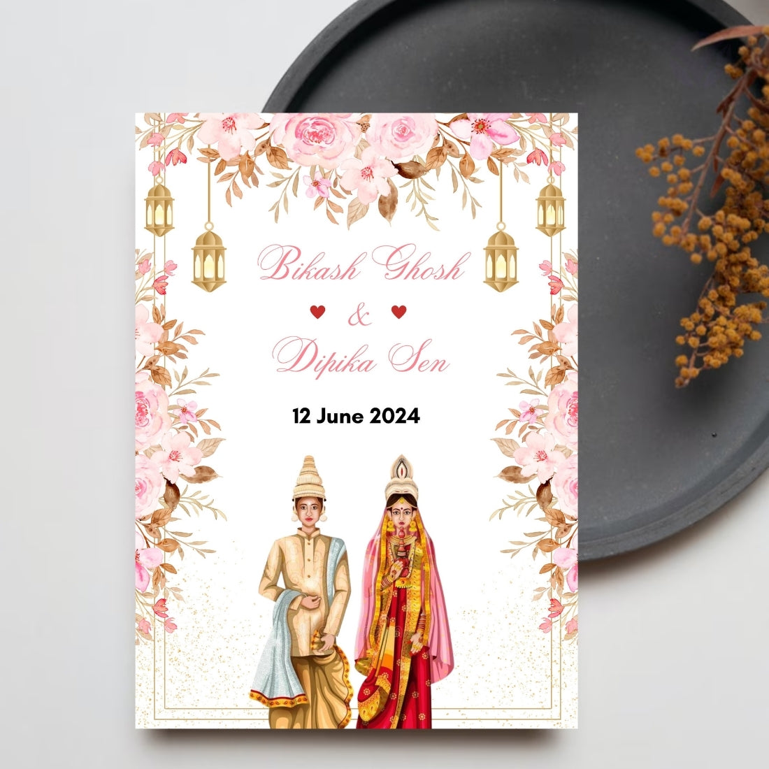 Bengali Wedding Invitation 2 Page Editable Canva Template Traditional Indian Wedding Card Instant Digital Download