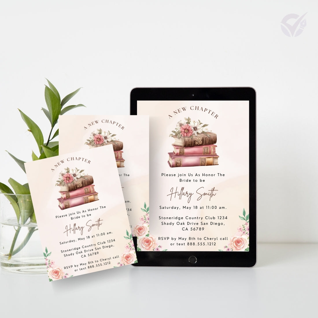 Book Themed Bridal Shower Invitation Editable Canva Template Literary Bridal Shower Invite Instant Digital Download