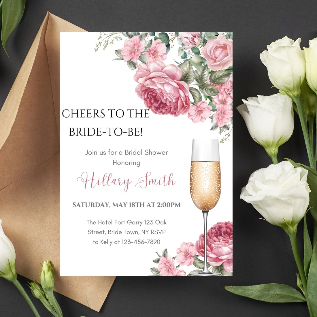 Printable Bridal Shower Invitations Editable Canva Template 5x7 Digital Download