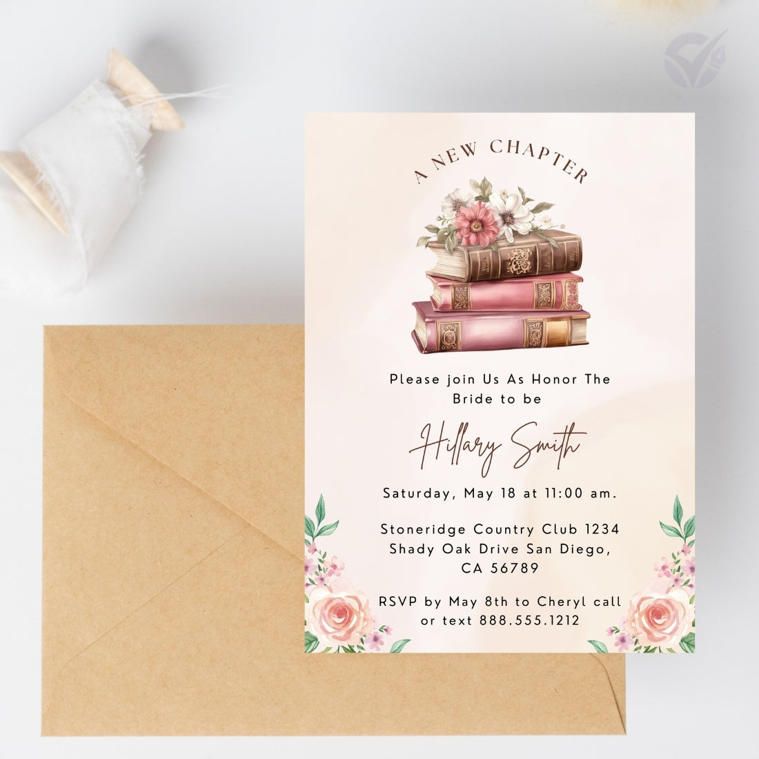 Book Themed Bridal Shower Invitation Editable Canva Template Literary Bridal Shower Invite Instant Digital Download