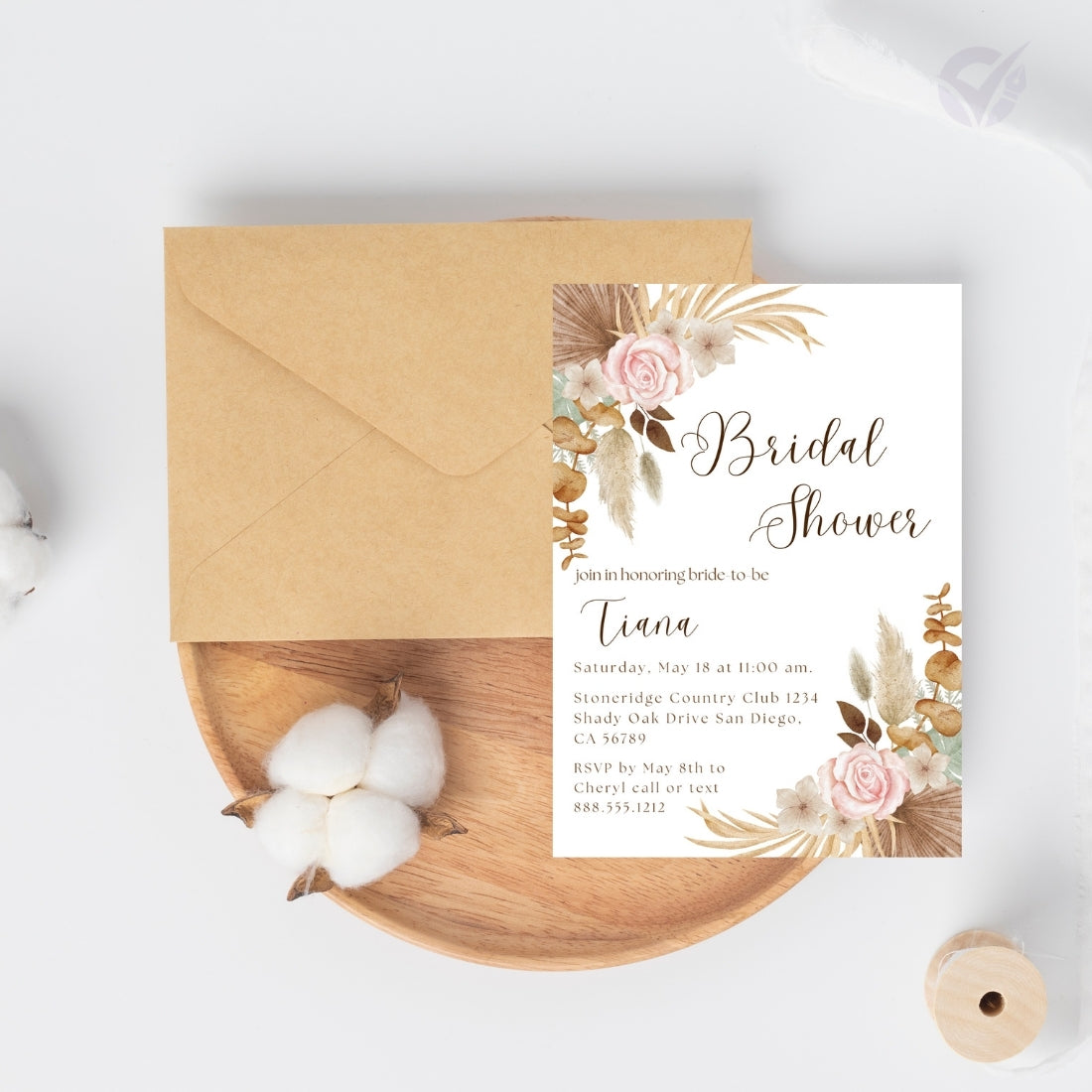 Floral Bridal Shower Invitation Editable Canva Template Flower Themed Invite Instant Digital Download