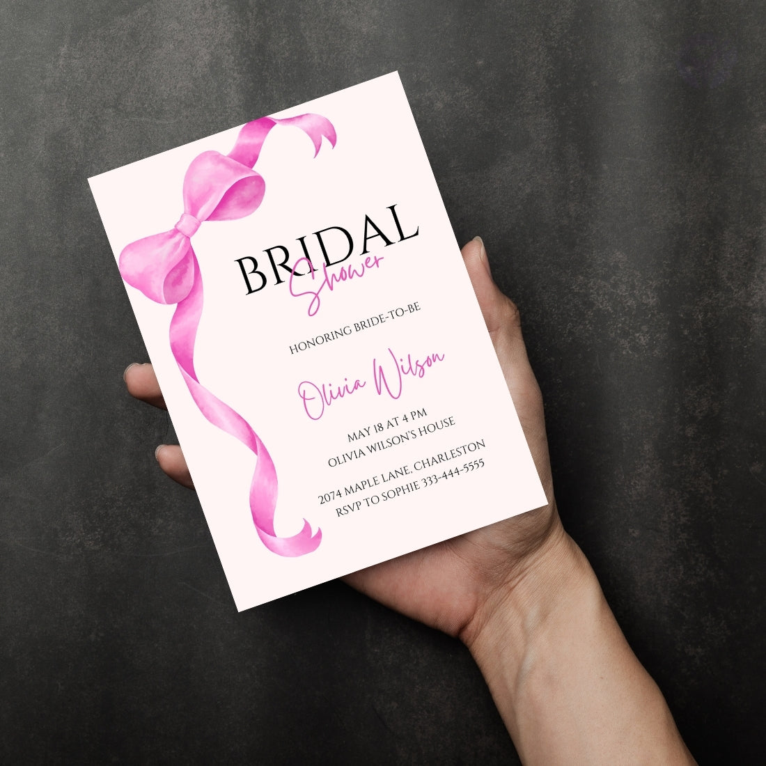 Bridal Shower Invitation Wording Editable Canva Template 1-Page Digital Download