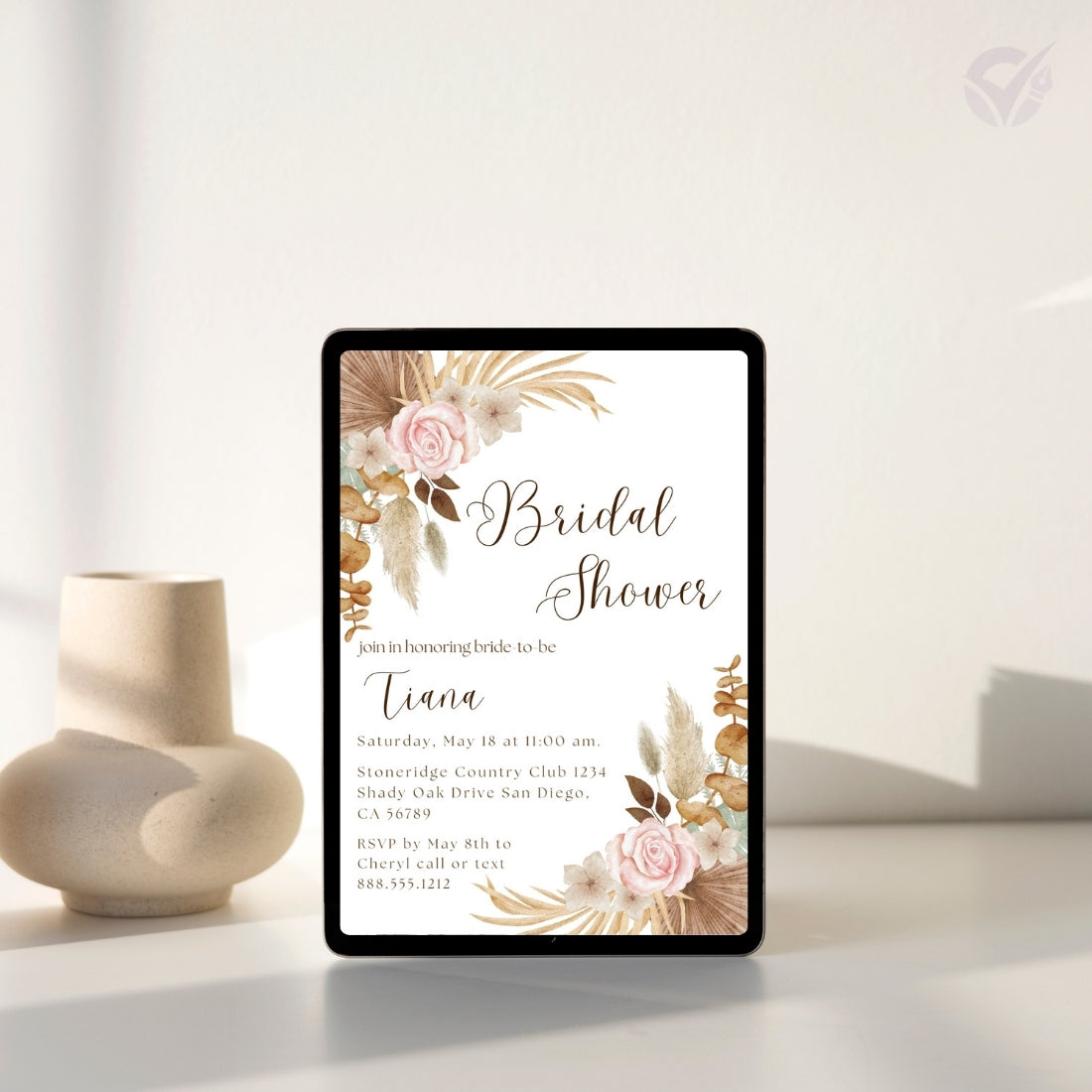 Floral Bridal Shower Invitation Editable Canva Template Flower Themed Invite Instant Digital Download