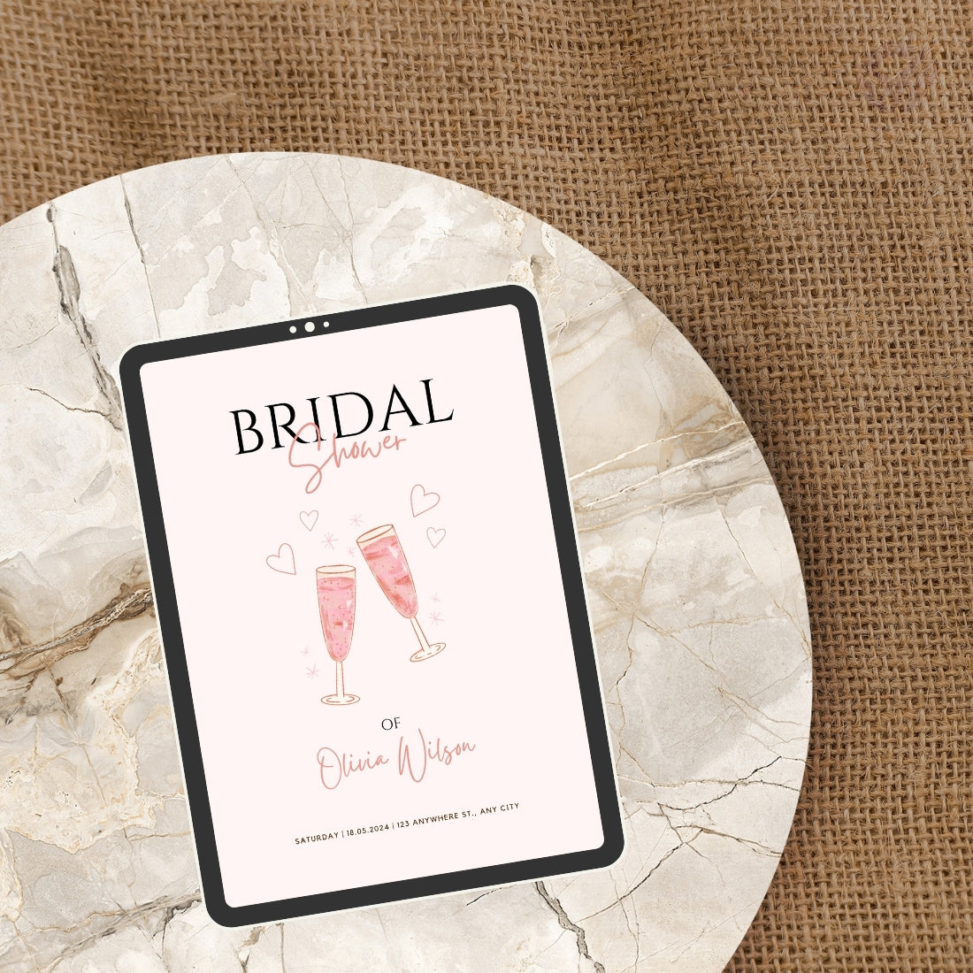Bridal Shower Invitations Editable Canva Template Digital Download