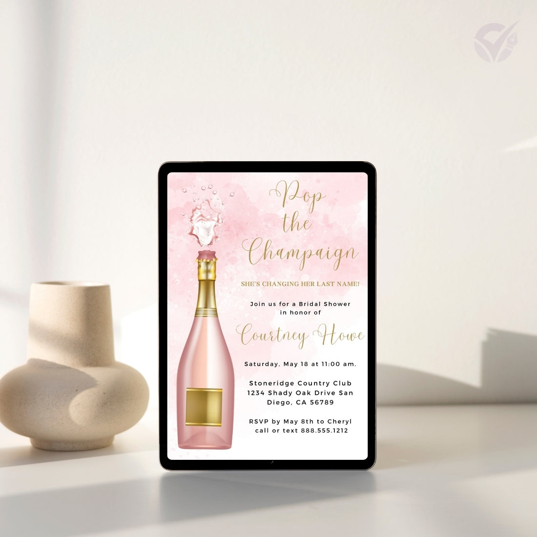Bridal Shower Invitations Online Editable Canva Template 1-Page Digital Download