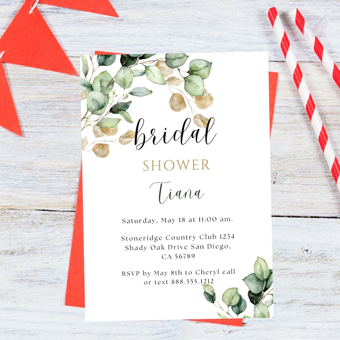 Bridal Shower Invitation Template Editable Canva Design Digital Download