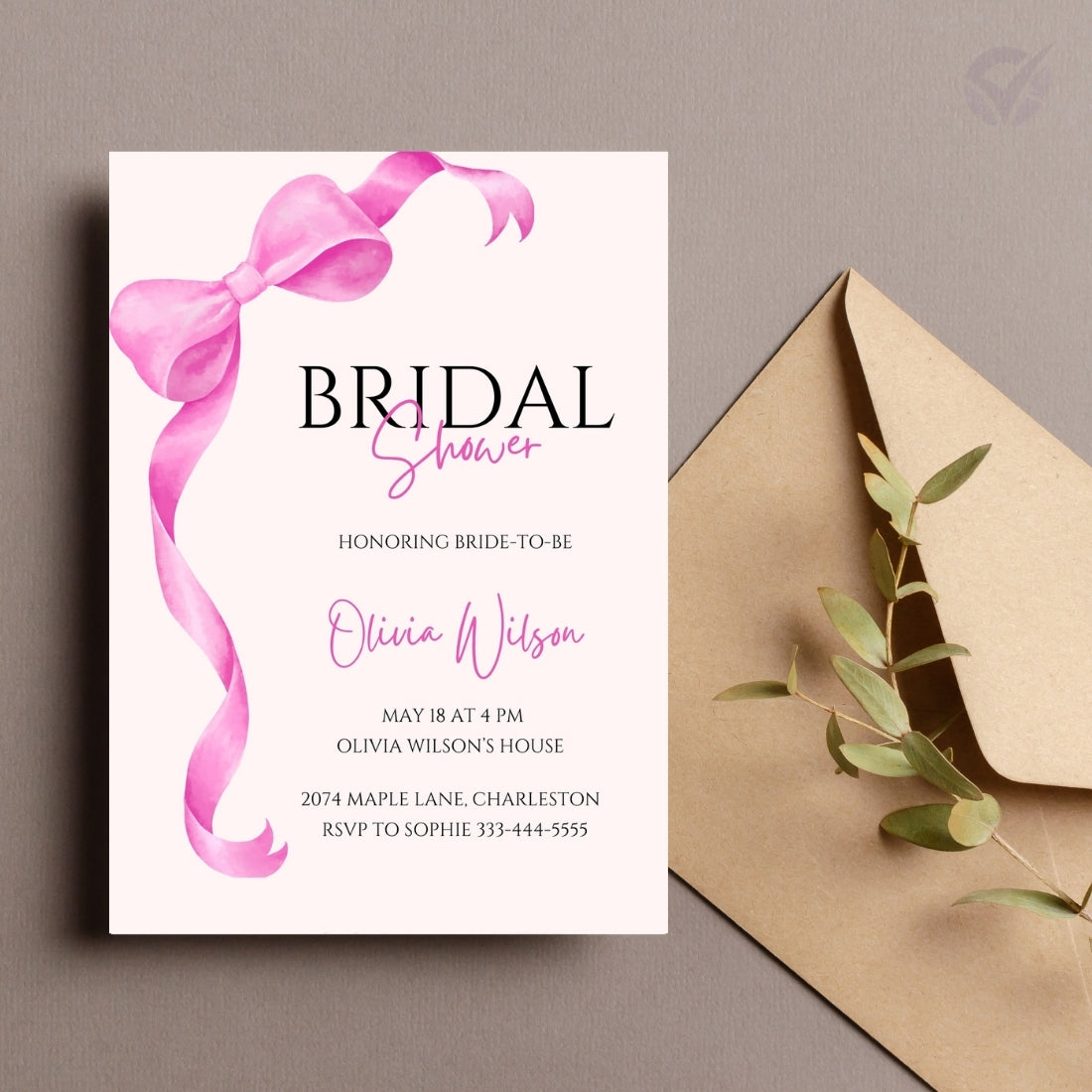 Bridal Shower Invitation Wording Editable Canva Template 1-Page Digital Download