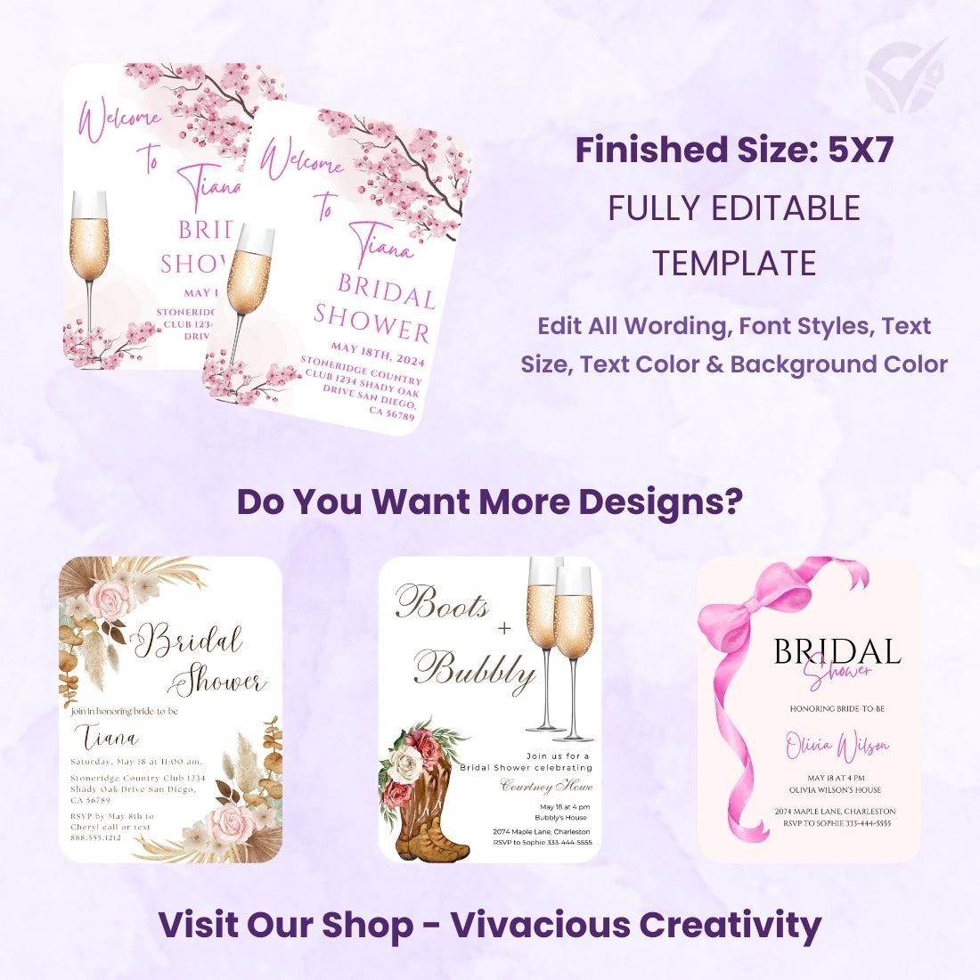 Autumn Themed Bridal Shower Invitations Editable Canva Template Digital Download