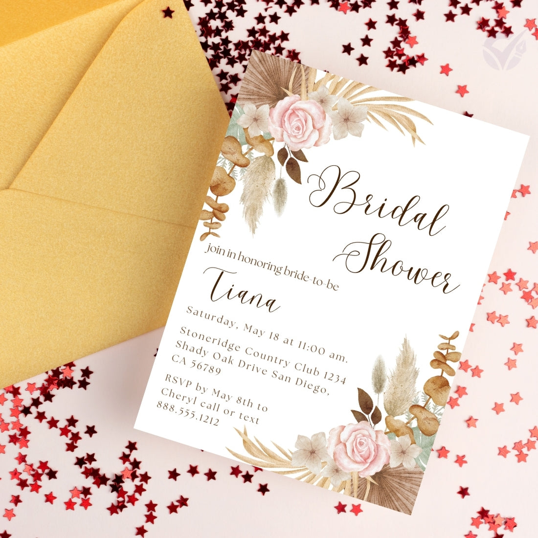 Floral Bridal Shower Invitation Editable Canva Template Flower Themed Invite Instant Digital Download