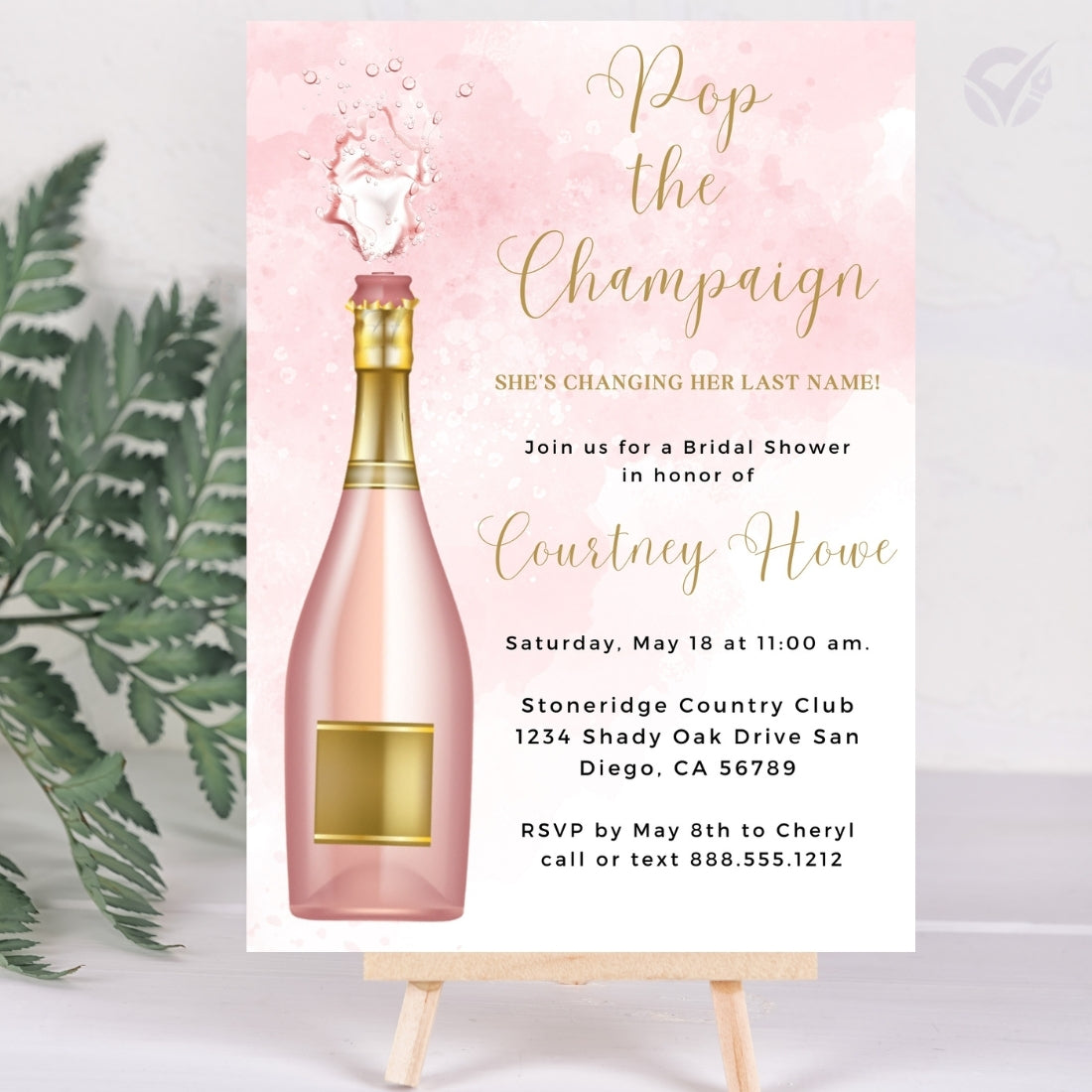 Bridal Shower Invitations Online Editable Canva Template 1-Page Digital Download