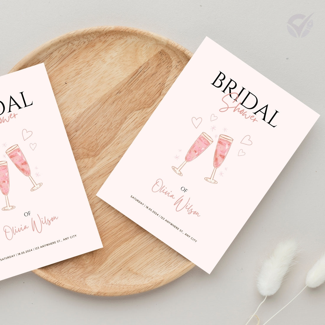 Bridal Shower Invitations Editable Canva Template Digital Download