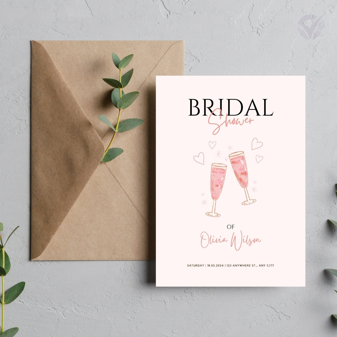 Bridal Shower Invitations Editable Canva Template Digital Download