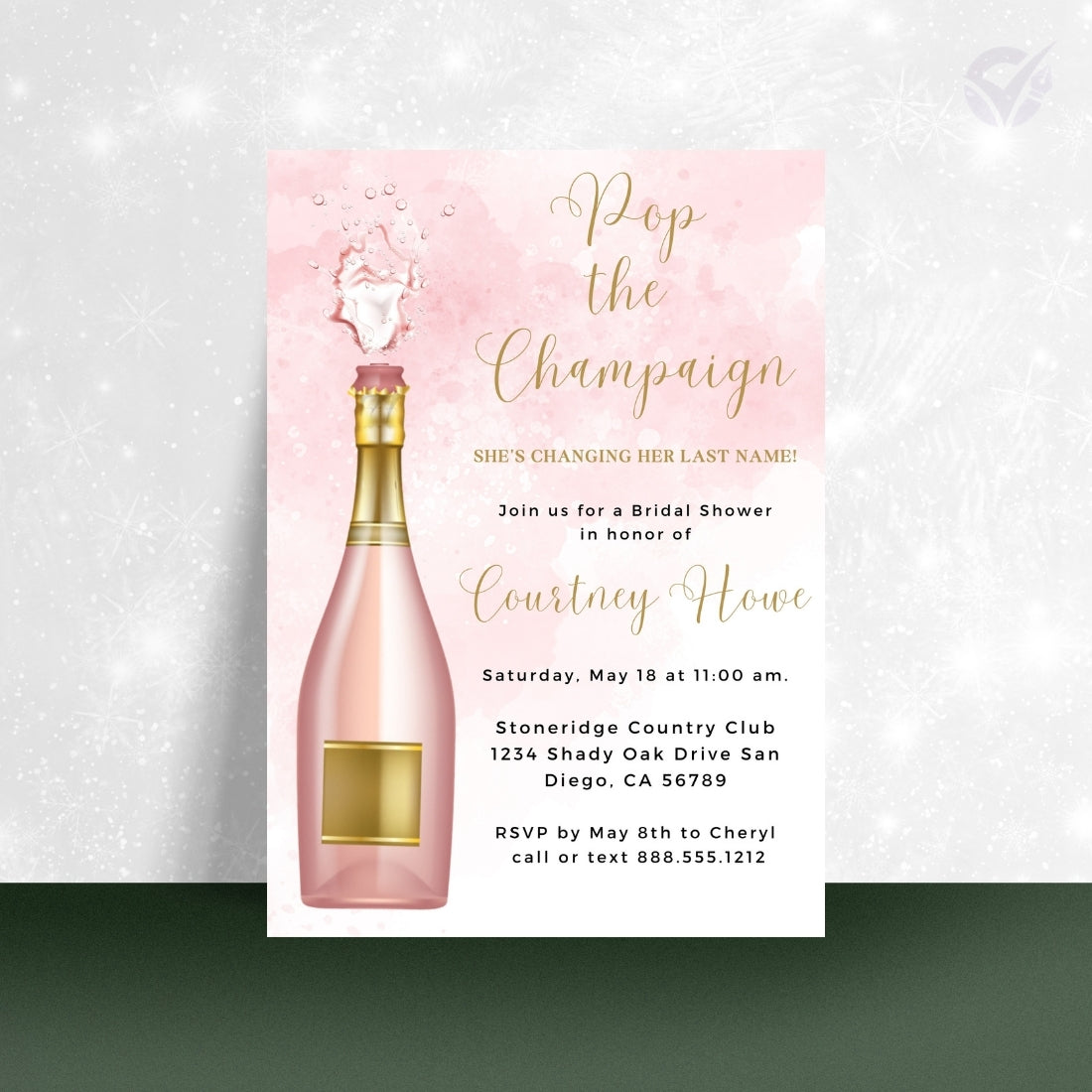 Bridal Shower Invitations Online Editable Canva Template 1-Page Digital Download