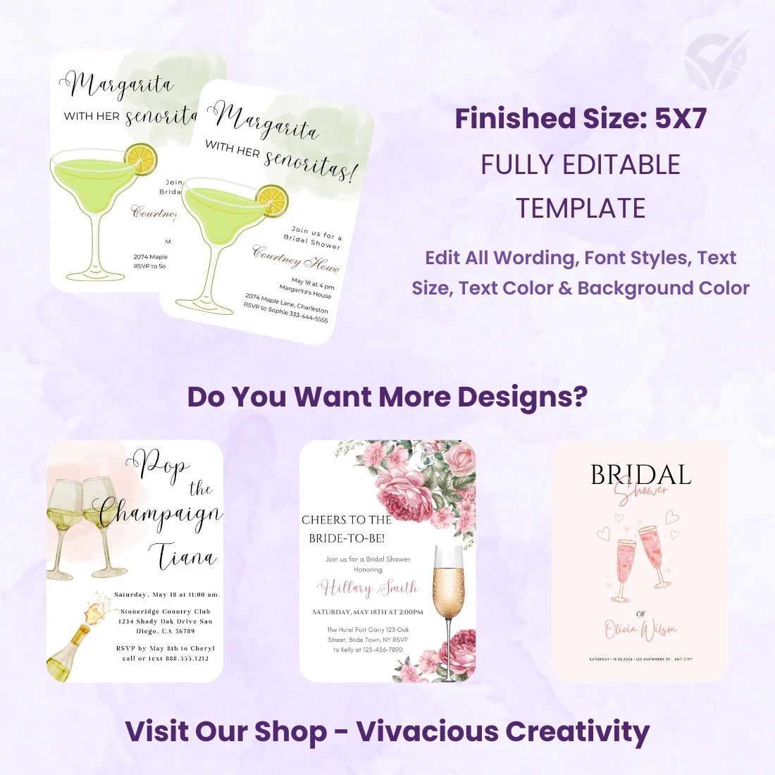 Lemon Bridal Shower Invitations "Margarita with Her Señoritas" Theme Editable Canva Template