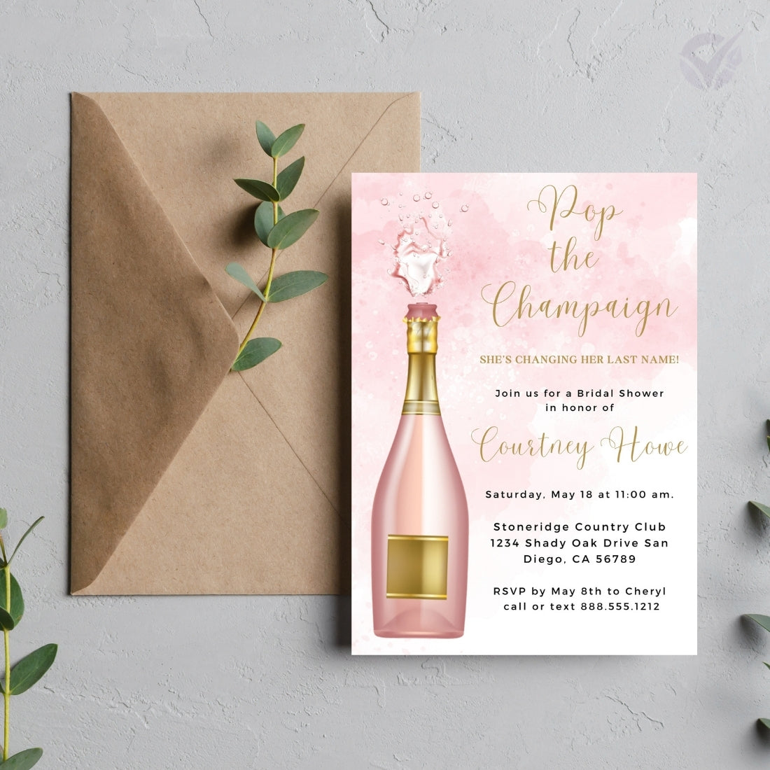 Bridal Shower Invitations Online Editable Canva Template 1-Page Digital Download