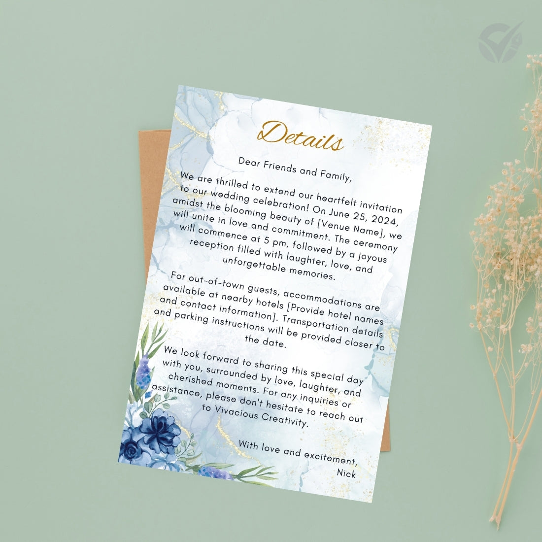 Wedding Invitations With RSVP 3 Editable Canva Templates Main Card, RSVP & Details Card Instant Digital Download