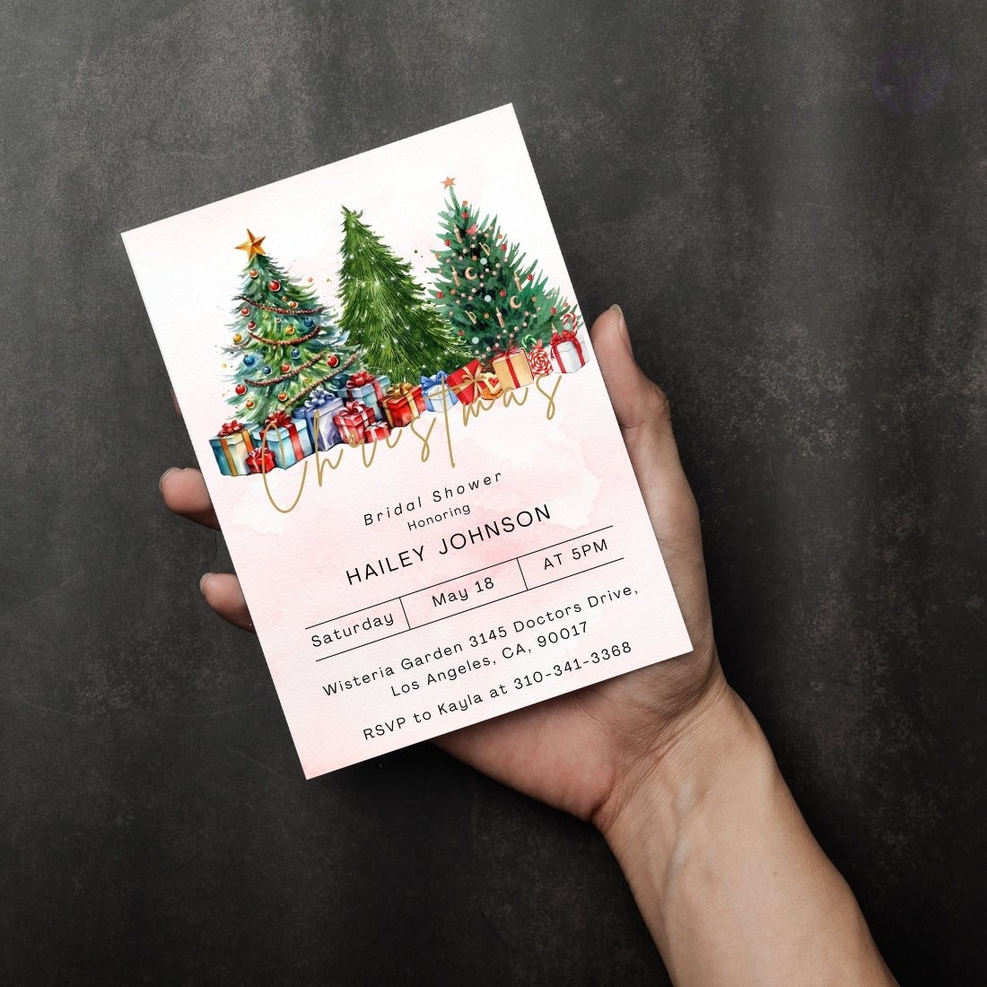 Christmas Themed Bridal Shower Invitations Editable Canva Template Digital Download