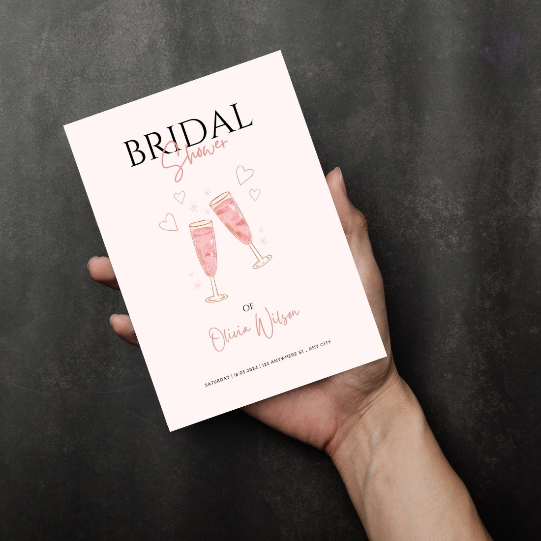 Bridal Shower Invitations Editable Canva Template Digital Download
