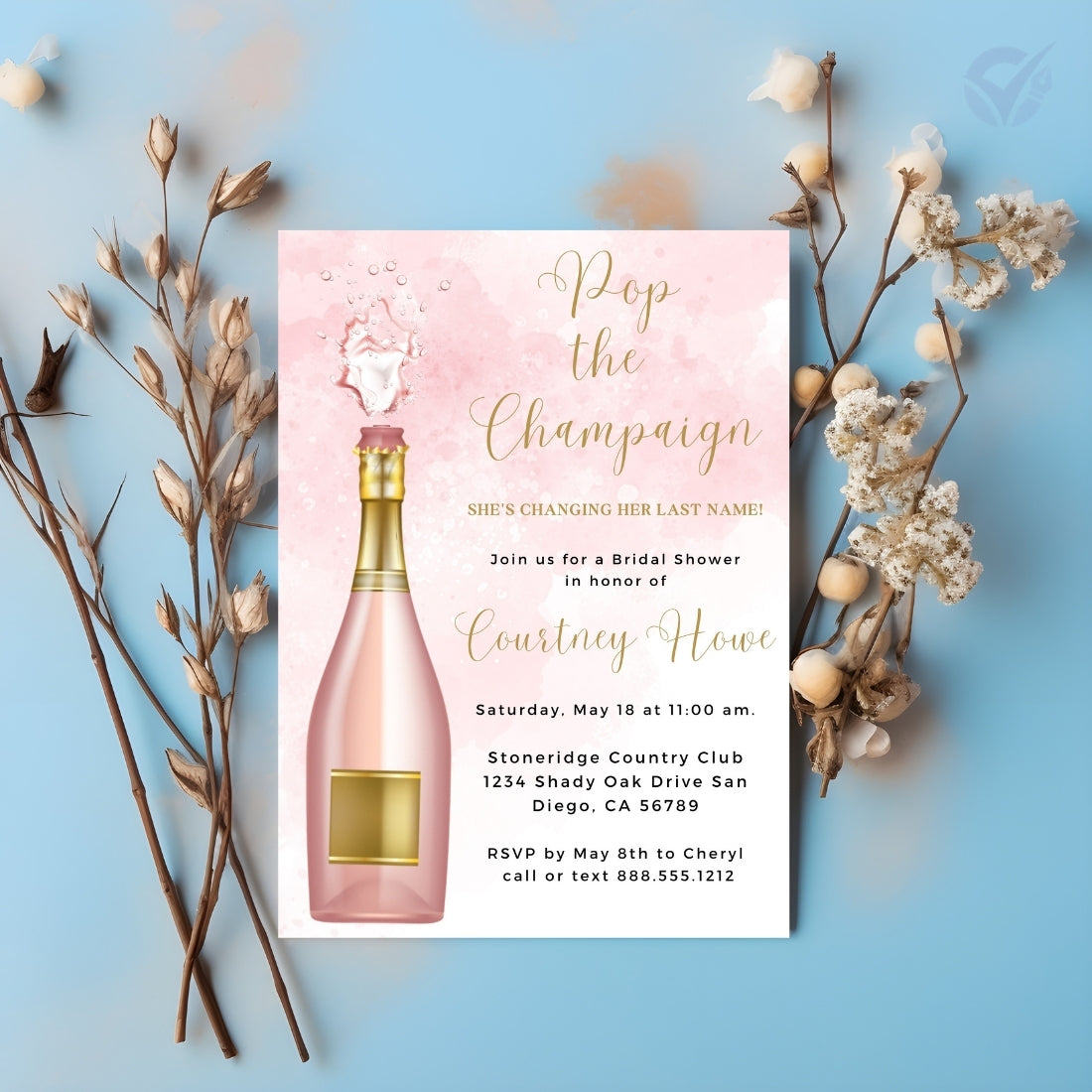Bridal Shower Invitations Online Editable Canva Template 1-Page Digital Download