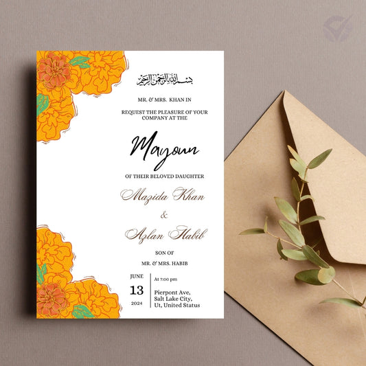 Islamic Wedding Invitation Templates | 6 Editable Arabic-Style Cards | Mehndi, Dholki, Baraat, Nikkah & Walima