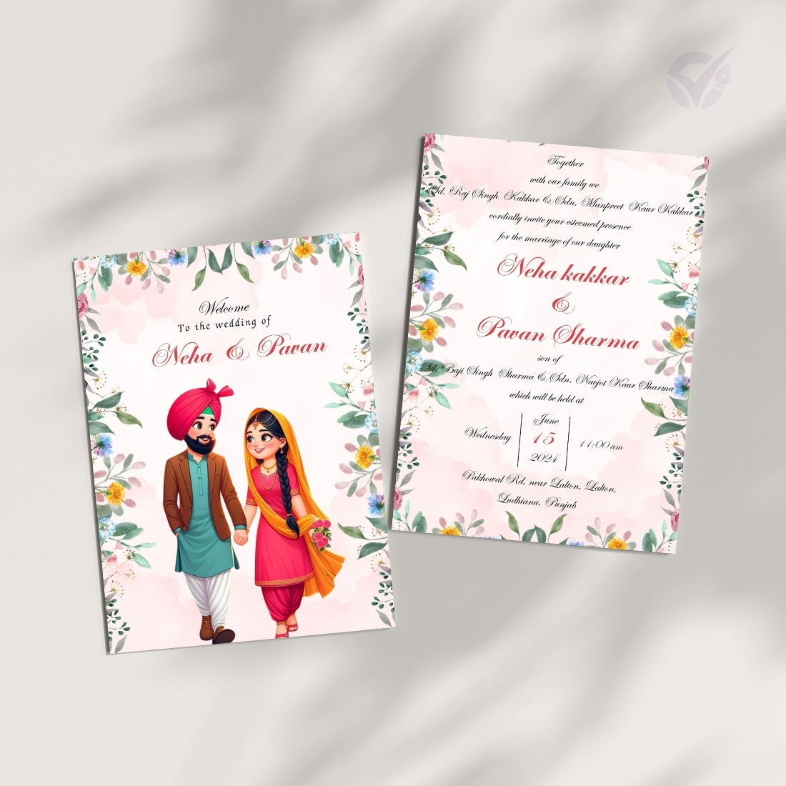 Sikh Wedding Invitation Editable 2 Page Indian Wedding Card Template Punjabi Wedding Invitation Instant Download & Customizable in Canva