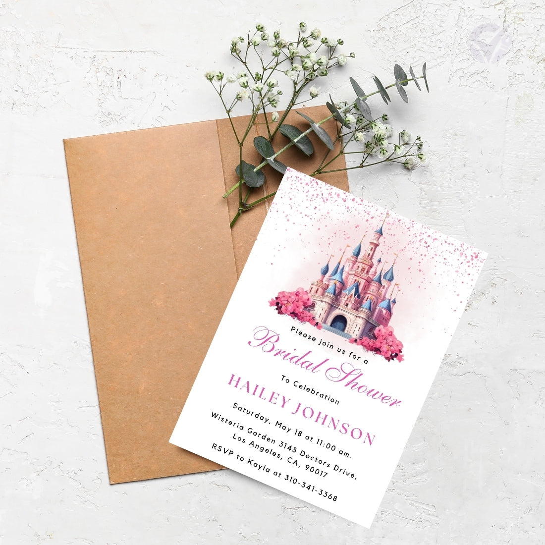 Disney Themed Bridal Shower Invitations Editable Canva Template Digital Download