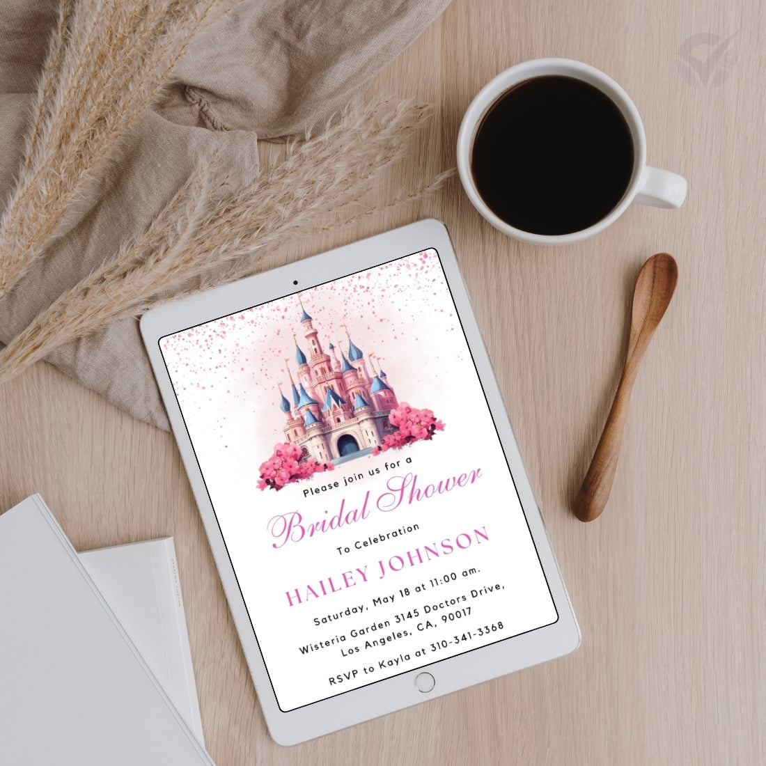 Disney Themed Bridal Shower Invitations Editable Canva Template Digital Download
