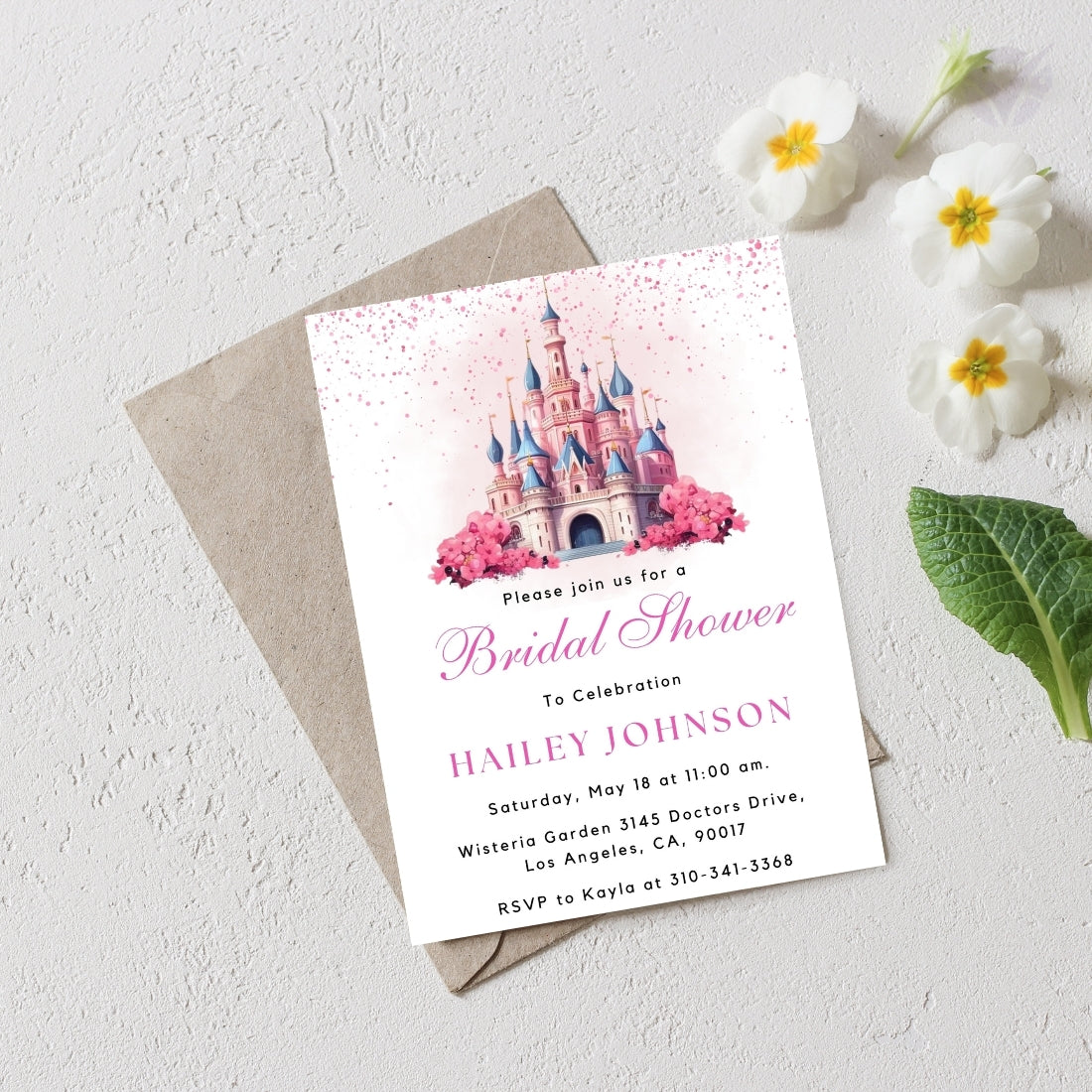 Disney Themed Bridal Shower Invitations Editable Canva Template Digital Download