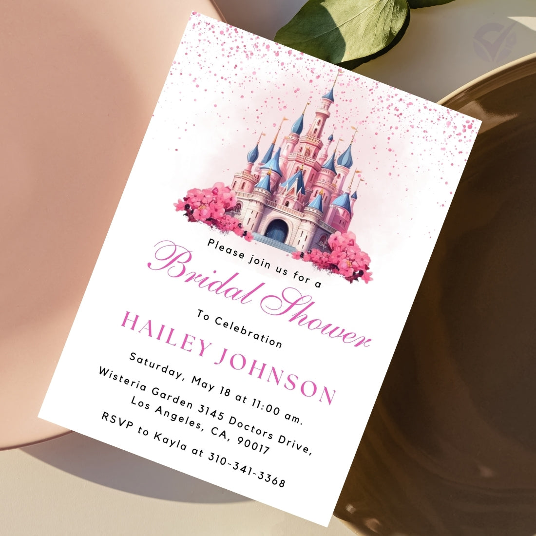 Disney Themed Bridal Shower Invitations Editable Canva Template Digital Download