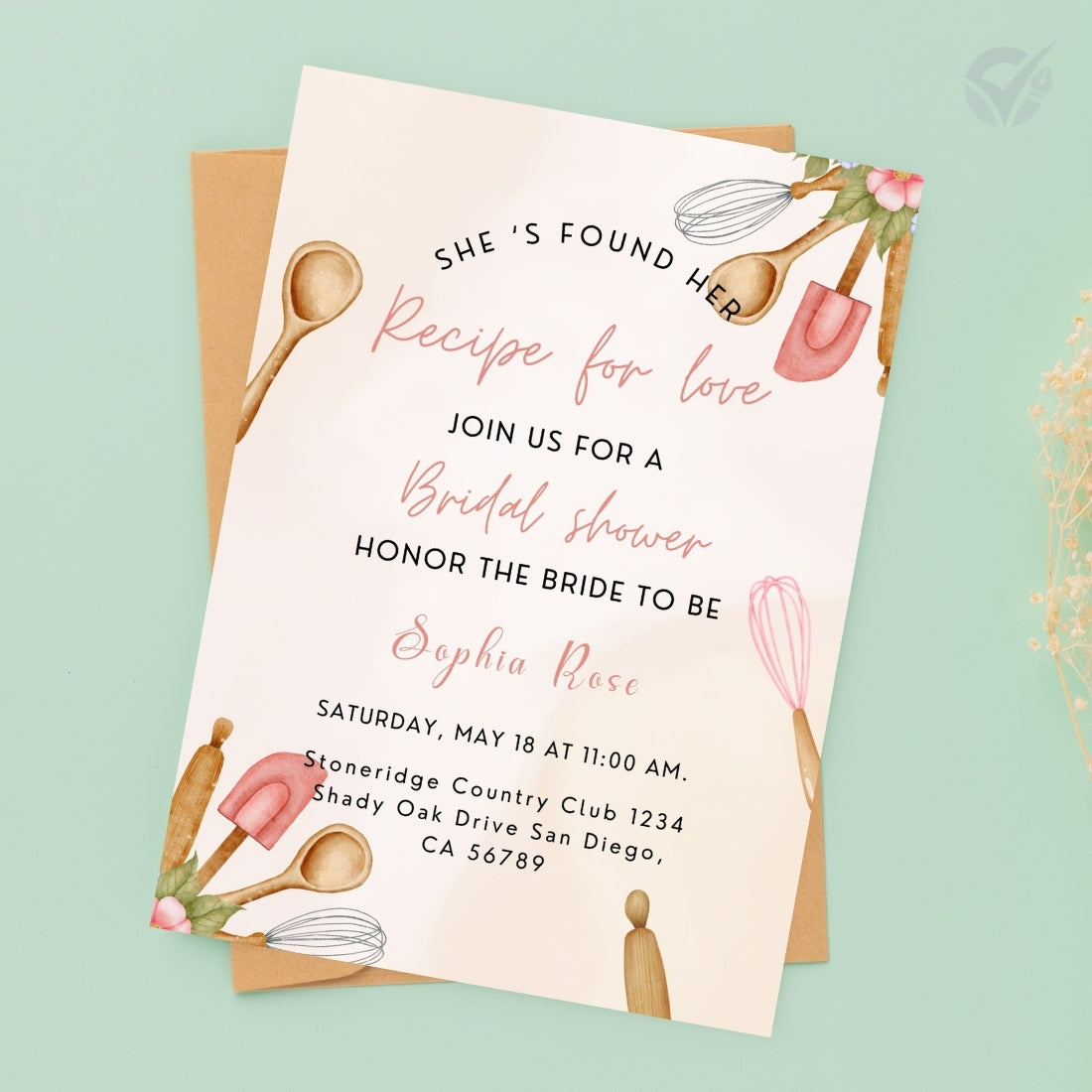 Kitchen Theme Bridal Shower Invitations Editable Canva Template Digital Download