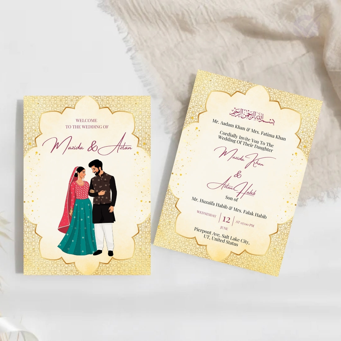 Islamic Wedding Invitation Templates 2 Page Editable Canva Design Digital Download