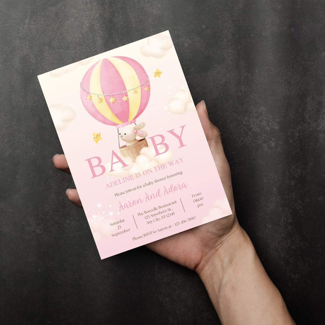 Baby Shower Invitation for Girl Editable Canva Template Pink Baby Shower Invite Instant Digital Download