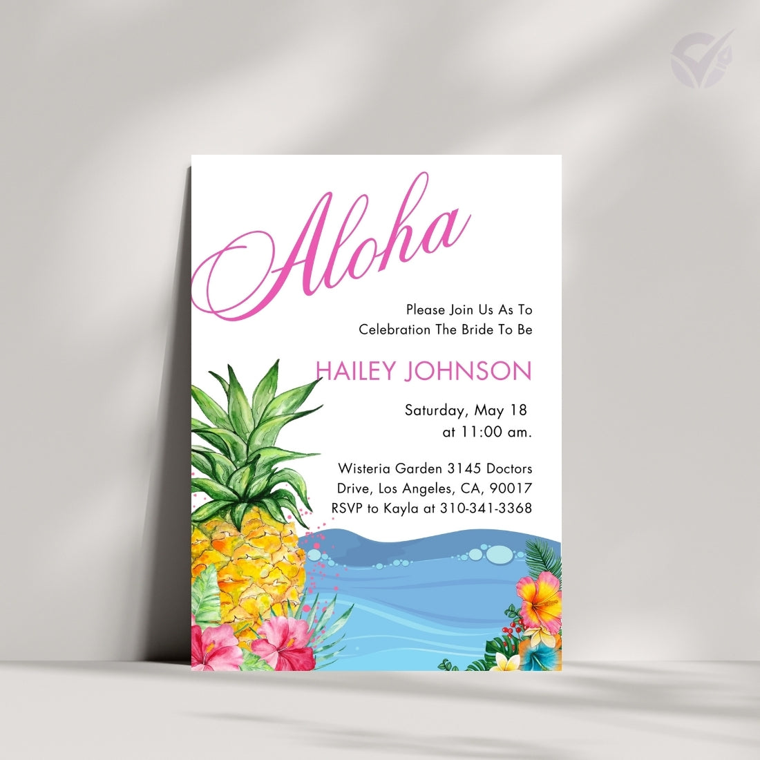 Hawaiian Themed Bridal Shower Invitations Editable Canva Template Digital Download