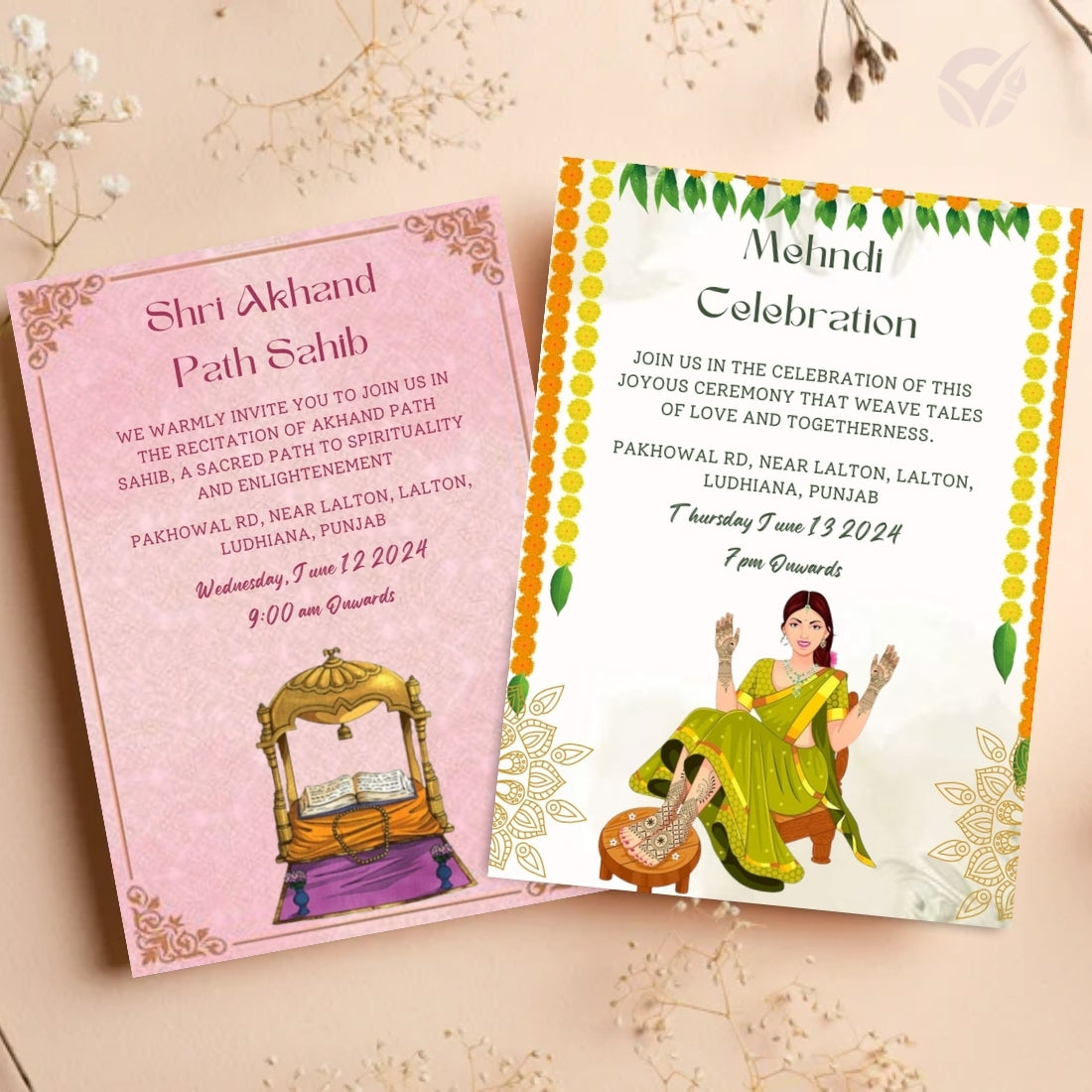 Indian Sikh Wedding Card Invites 8 Editable Canva Templates USA Format Digital Download for Sikh Wedding Invitations