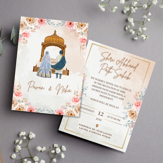Sikh Wedding Invitation Set – Editable Canva Template | Indian Wedding E-Invite | 8-Card Ceremony Bundle | Instant Download