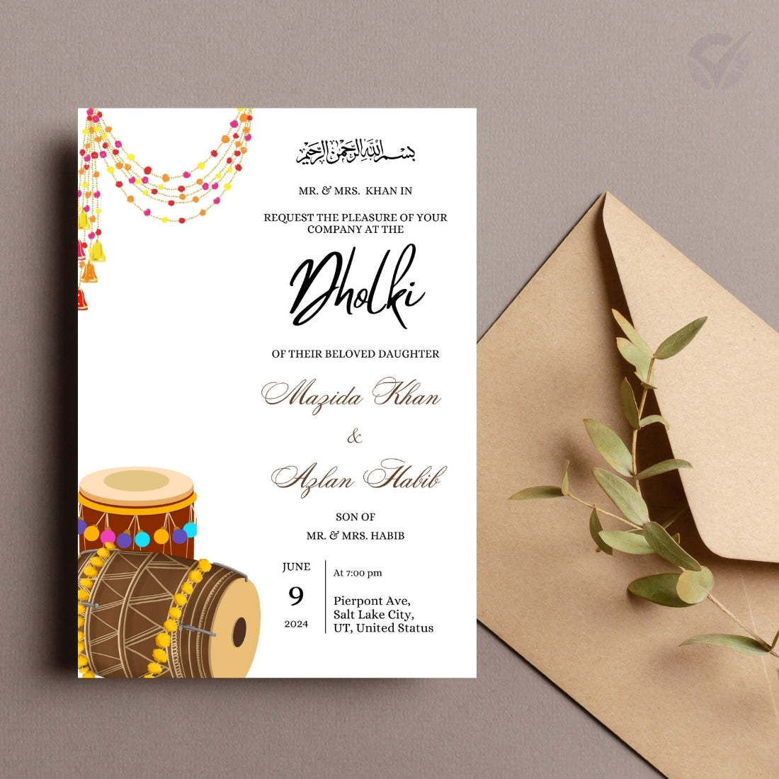 Muslim Wedding Invitation Template 6 Editable Canva Cards Mehndi, Dholki, Baraat, Nikkah, Walima, Mayoun Digital Download
