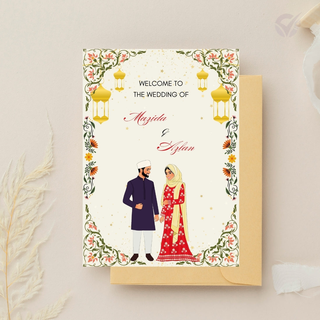Islamic Wedding Invitation Cards 2 Page Editable Canva Template Digital Download