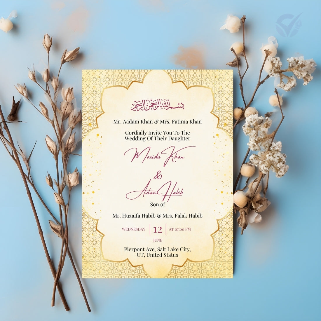 Islamic Wedding Invitation Templates 2 Page Editable Canva Design Digital Download
