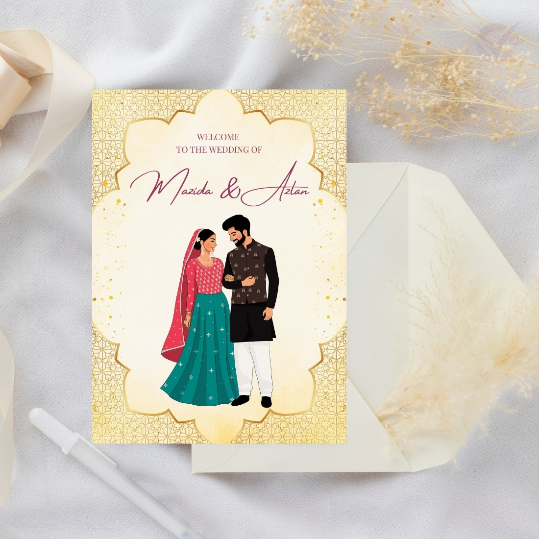 Islamic Wedding Invitation Templates 2 Page Editable Canva Design Digital Download
