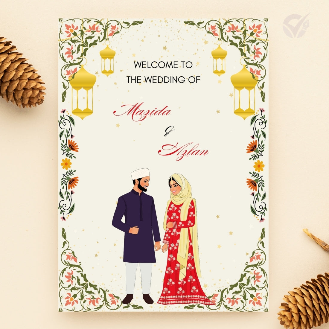 Islamic Wedding Invitation Cards 2 Page Editable Canva Template Digital Download