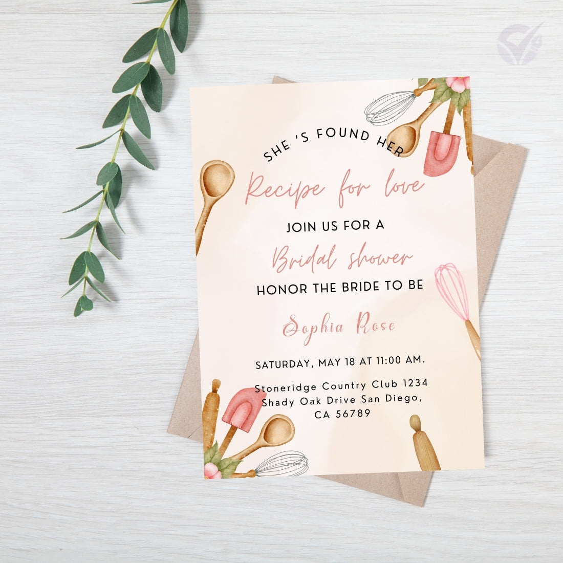 Kitchen Theme Bridal Shower Invitations Editable Canva Template Digital Download