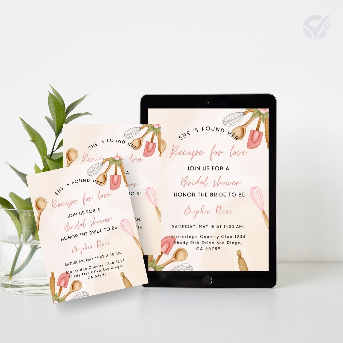 Kitchen Theme Bridal Shower Invitations Editable Canva Template Digital Download