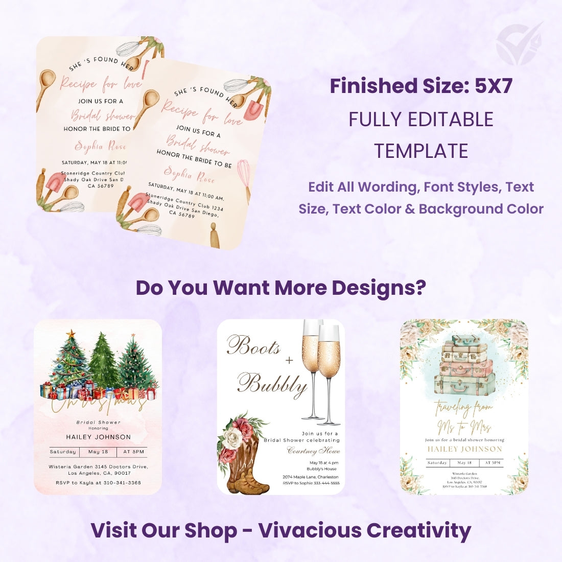 Kitchen Theme Bridal Shower Invitations Editable Canva Template Digital Download