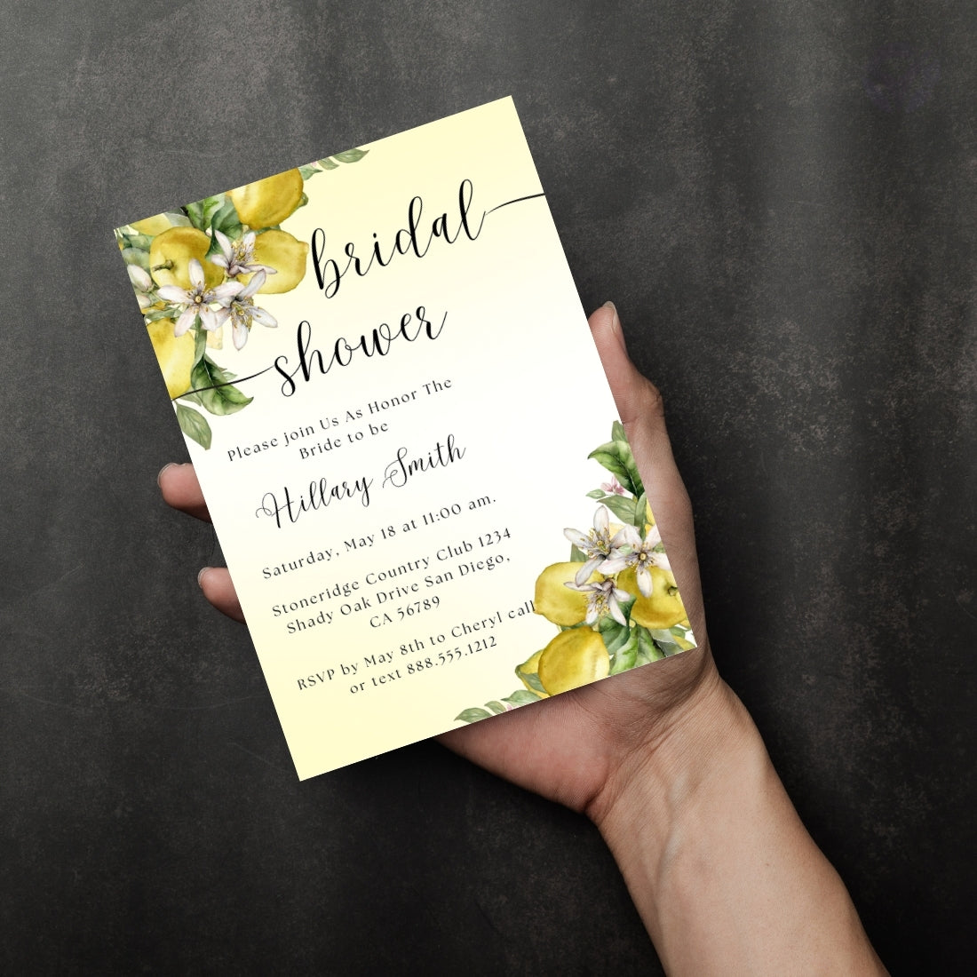 Lemon Themed Bridal Shower Invitation Editable Canva Template Citrus Bridal Shower Invite Instant Digital Download