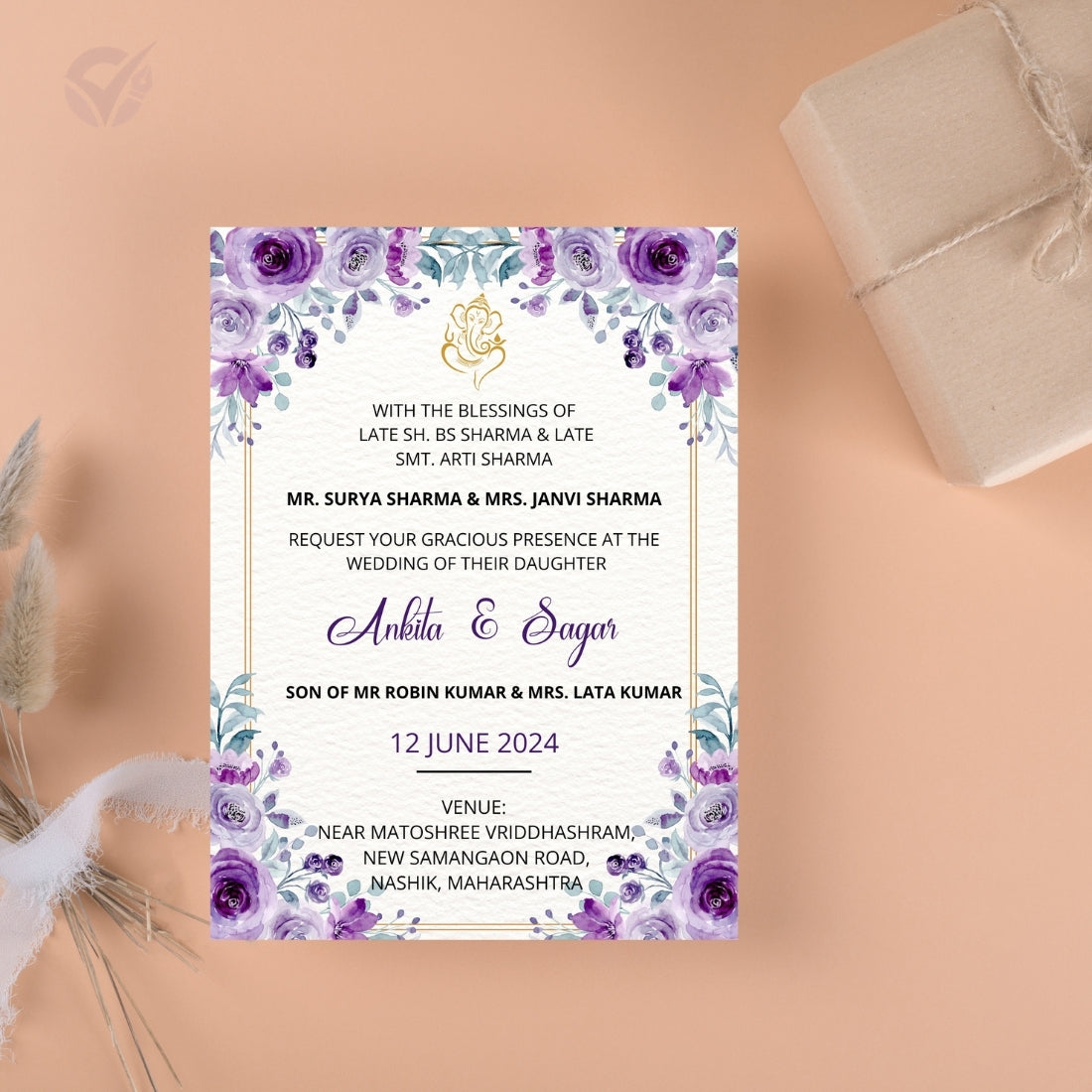 Marathi Invitation Card for Wedding 2 Page Editable Canva Template Digital Download Only
